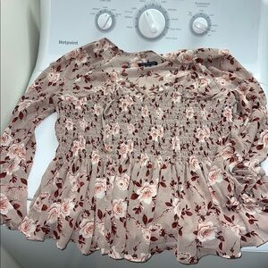 American Eagle Outfitters Floral Blouse - Pink and Brown